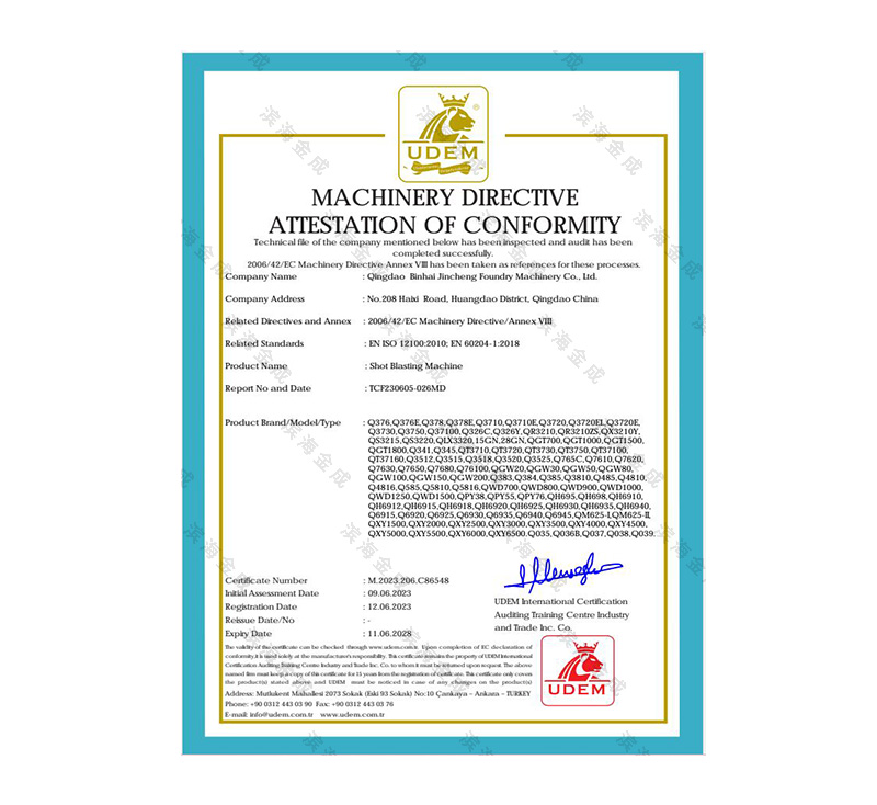 MACHINERY DIRECTIVEATTESTATION OF CONFORMITY